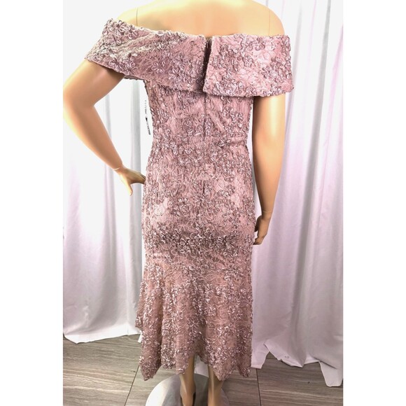 Xscape 18W Taupe Off Shoulder Lace Sequin Gown Formal Evening Wedding Dress NWT - Picture 12 of 16